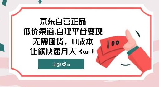 京东自营正品,低价渠道,自建平台变现，无需囤货，0成本，让你快速月入3w＋-虫2小屋