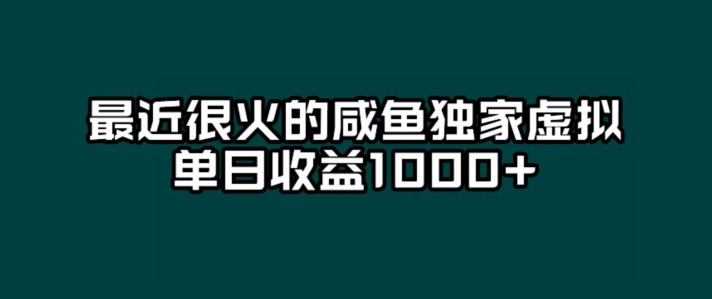 最近很火的咸鱼独家虚拟，单日收益1000+-虫2小屋