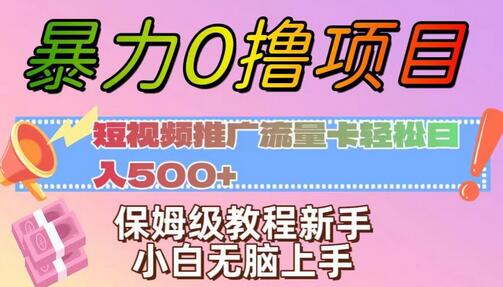 暴力0撸项目：短视频推广流量卡轻松日入500+，保姆级教程新手小白无脑上手-虫2小屋