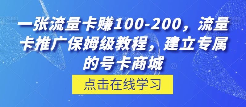一张流量卡赚100-200，流量卡推广保姆级教程，建立专属的号卡商城-虫2小屋