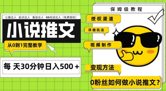 Ai小说推文每天20分钟日入500＋授权渠道 引流变现 从0到1完整教学（7节课）-虫2小屋