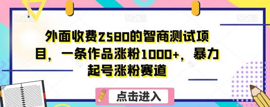 外面收费2580的智商测试项目，一条作品涨粉1000+，暴力起号涨粉赛道-虫2小屋