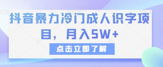 抖音暴力冷门成人识字项目，月入5W+-虫2小屋