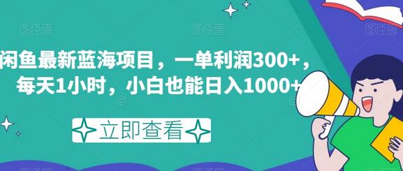 闲鱼最新蓝海项目，一单利润300+，每天1小时，小白也能日入1000+-虫2小屋