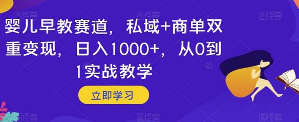 婴儿早教赛道，私域+商单双重变现，日入1000+，从0到1实战教学-虫2小屋