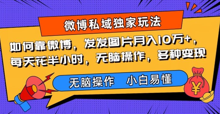 如何靠微博，发发图片月入10万+，‌每天花半小时，无脑操作，多种变现-虫2小屋