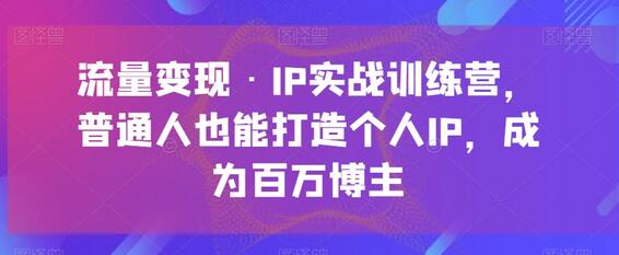 流量变现·IP实战训练营，普通人也能打造个人IP，成为百万博主-虫2小屋