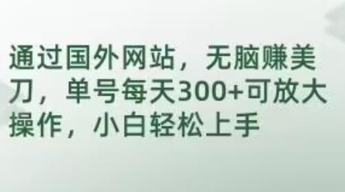 通过国外网站，无脑赚美刀，单号每天300+可放大操作，小白轻松上手-虫2小屋