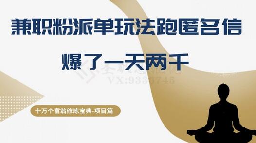 十万个富翁修炼宝典之6.兼职粉派单玩法跑匿名信，爆了一天两千-虫2小屋