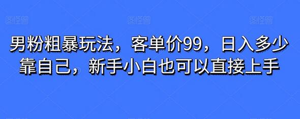 男粉粗暴玩法，客单价99，日入多少靠自己，新手小白也可以直接上手-虫2小屋