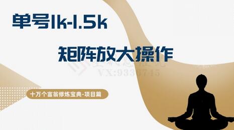 十万个富翁修炼宝典15.单号1k-1.5k，矩阵放大操作-虫2小屋