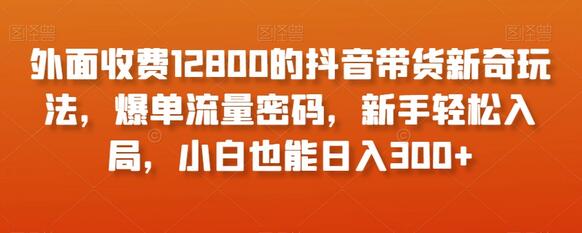 外面收费12800的抖音带货新奇玩法，爆单流量密码，新手轻松入局，小白也能日入300+-虫2小屋