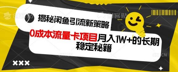 揭秘闲鱼引流新策略：0成本流量卡项目，月入1W+的长期稳定秘籍-虫2小屋