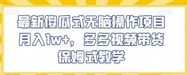 最新傻瓜式无脑操作项目月入1w+，多多视频带货保姆式教学-虫2小屋