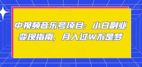 中视频音乐号项目：小白副业变现指南，月入过W不是梦-虫2小屋