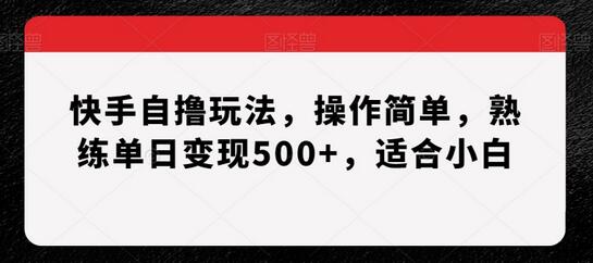 快手自撸玩法，操作简单，熟练单日变现500+，适合小白-虫2小屋