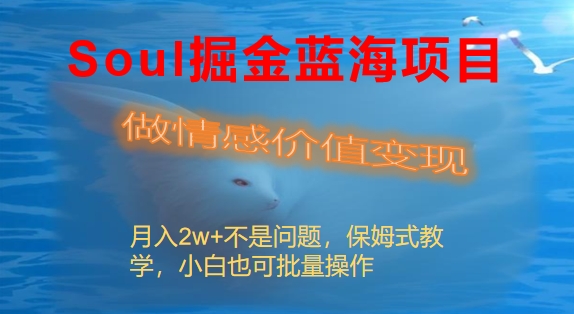 Soul掘金蓝海项目细分赛道，做情感价值变现，月入2w+不是问题-虫2小屋