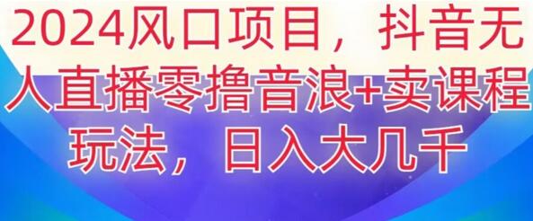 2024风口项目，抖音无人主播撸音浪+卖课程玩法，日入大几千-虫2小屋