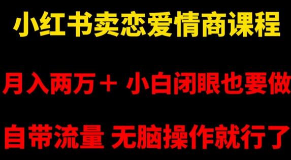 小红书卖恋爱情商课程，月入两万＋，小白闭眼也要做，自带流量，无脑操作就行了-虫2小屋