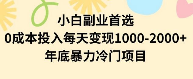 小白副业首选，0成本投入，每天变现1000-2000年底暴力冷门项目-虫2小屋