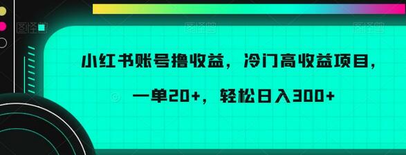 小红书账号撸收益，冷门高收益项目，一单20+，轻松日入300+-虫2小屋