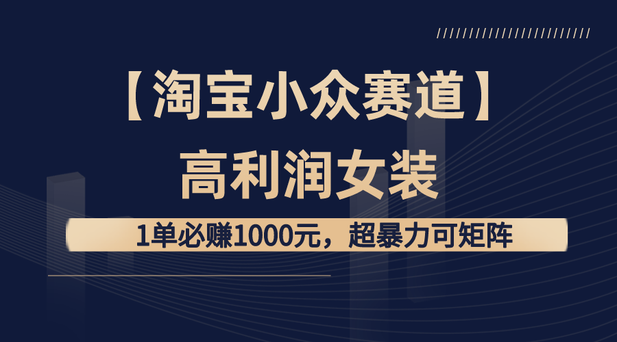 【淘宝小众赛道】高利润女装：1单必赚1000元，超暴力可矩阵-虫2小屋