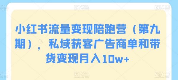 小红书流量变现陪跑营（第九期），私域获客广告商单和带货变现月入10w+-虫2小屋