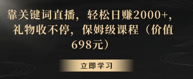 靠关键词直播，轻松日赚2000+，礼物收不停，保姆级课程（价值698元）-虫2小屋