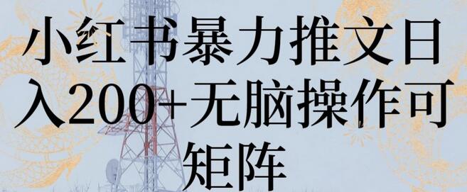 小红书暴力推文日入200+无脑操作可矩阵-虫2小屋