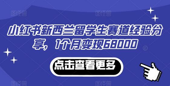 小红书新西兰留学生赛道经验分享，1个月变现68000-虫2小屋