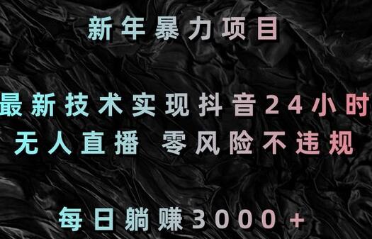 新年暴力项目，最新技术实现抖音24小时无人直播，零风险不违规，每日躺赚3000＋-虫2小屋