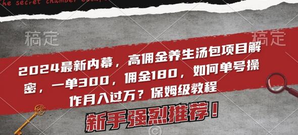 2024最新内幕，高佣金养生汤包项目解密，一单300，佣金180，如何单号操作月入过万？保姆级教程-虫2小屋