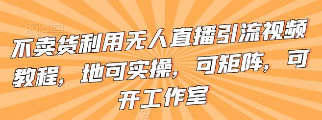 不卖货利用无人直播引流视频教程，地可实操，可矩阵，可开工作室-虫2小屋