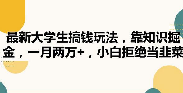 最新大学生搞钱玩法，靠知识掘金，一月两万+，小白拒绝当韭菜-虫2小屋