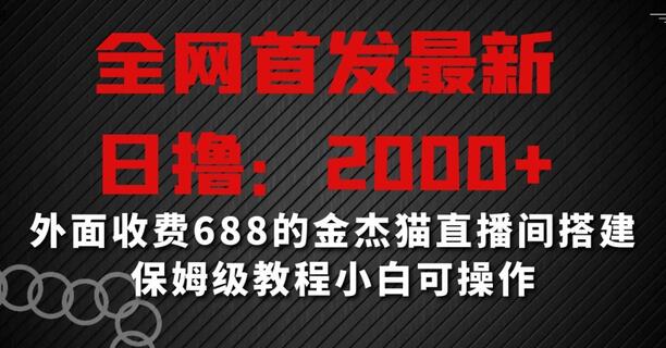 全网首发最新，日撸2000+，外面收费688的金杰猫直播间搭建，保姆级教程小白可操作-虫2小屋
