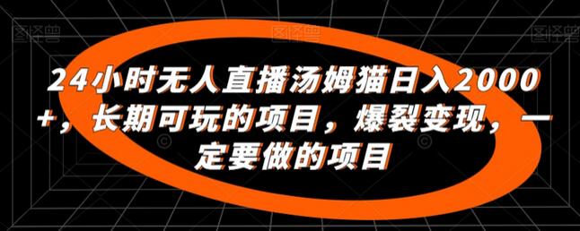 24小时无人直播汤姆猫日入2000+，长期可玩的项目，爆裂变现，一定要做的项目-虫2小屋