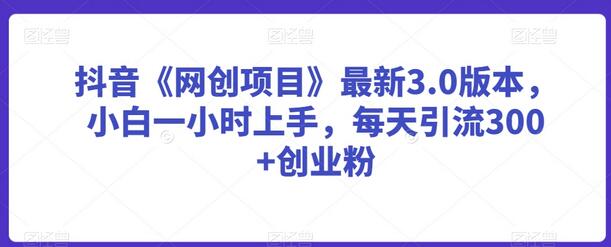 抖音《网创项目》最新3.0版本，小白一小时上手，每天引流300+创业粉-虫2小屋