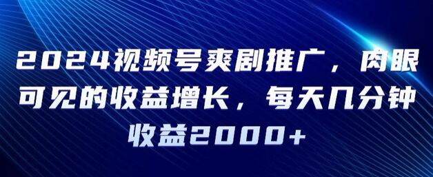 2024视频号爽剧推广，肉眼可见的收益增长，每天几分钟收益2000+-虫2小屋
