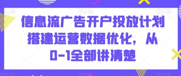 信息流广告开户投放计划搭建运营数据优化，从0-1全部讲清楚-虫2小屋