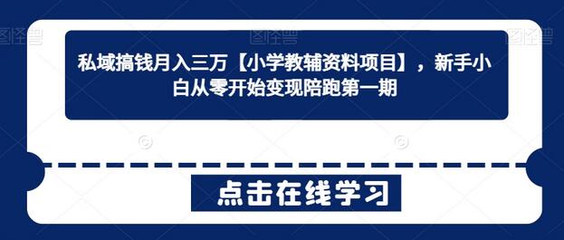 私域搞钱月入三万【小学教辅资料项目】，新手小白从零开始变现陪跑第一期-虫2小屋