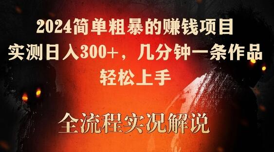 2024简单粗暴的赚钱项目，实测日入300+，几分钟一条作品，轻松上手-虫2小屋