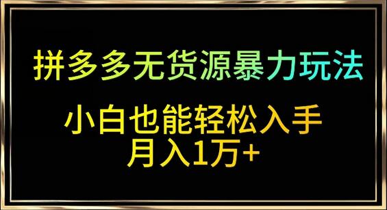 拼多多无货源暴力玩法，全程干货，小白也能轻松入手，月入1万+-虫2小屋