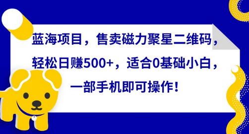 蓝海项目，售卖磁力聚星二维码，轻松日赚500+，适合0基础小白，一部手机即可操作-虫2小屋