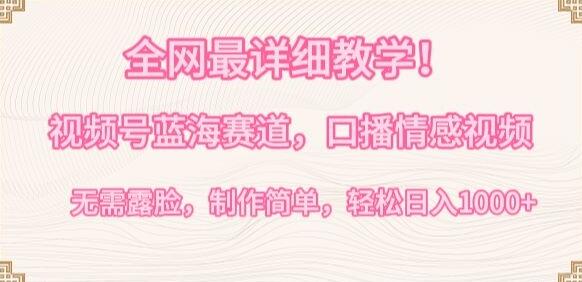 全网最详细教学，视频号蓝海赛道，口播情感视频，无需露脸，制作简单，轻松实现日入1000+-虫2小屋