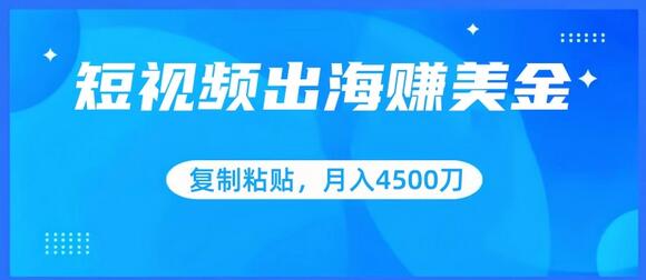 短视频出海赚美金，复制粘贴批量操作，小白轻松掌握，月入4500美刀-虫2小屋