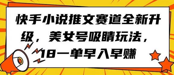快手小说推文赛道全新升级，美女号吸睛玩法，18一单早入早赚-虫2小屋