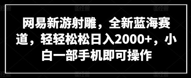 网易新游射雕，全新蓝海赛道，轻轻松松日入2000+，小白一部手机即可操作-虫2站点