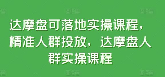 达摩盘可落地实操课程，精准人群投放，达摩盘人群实操课程-虫2小屋