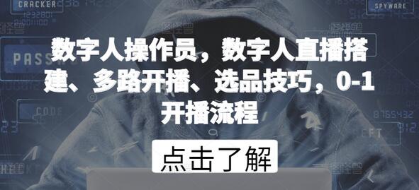 数字人操作员，数字人直播搭建、多路开播、选品技巧，0-1开播流程-虫2小屋