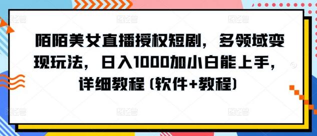 陌陌美女直播授权短剧，多领域变现玩法，日入1000加小白能上手，详细教程(软件+教程)-虫2小屋